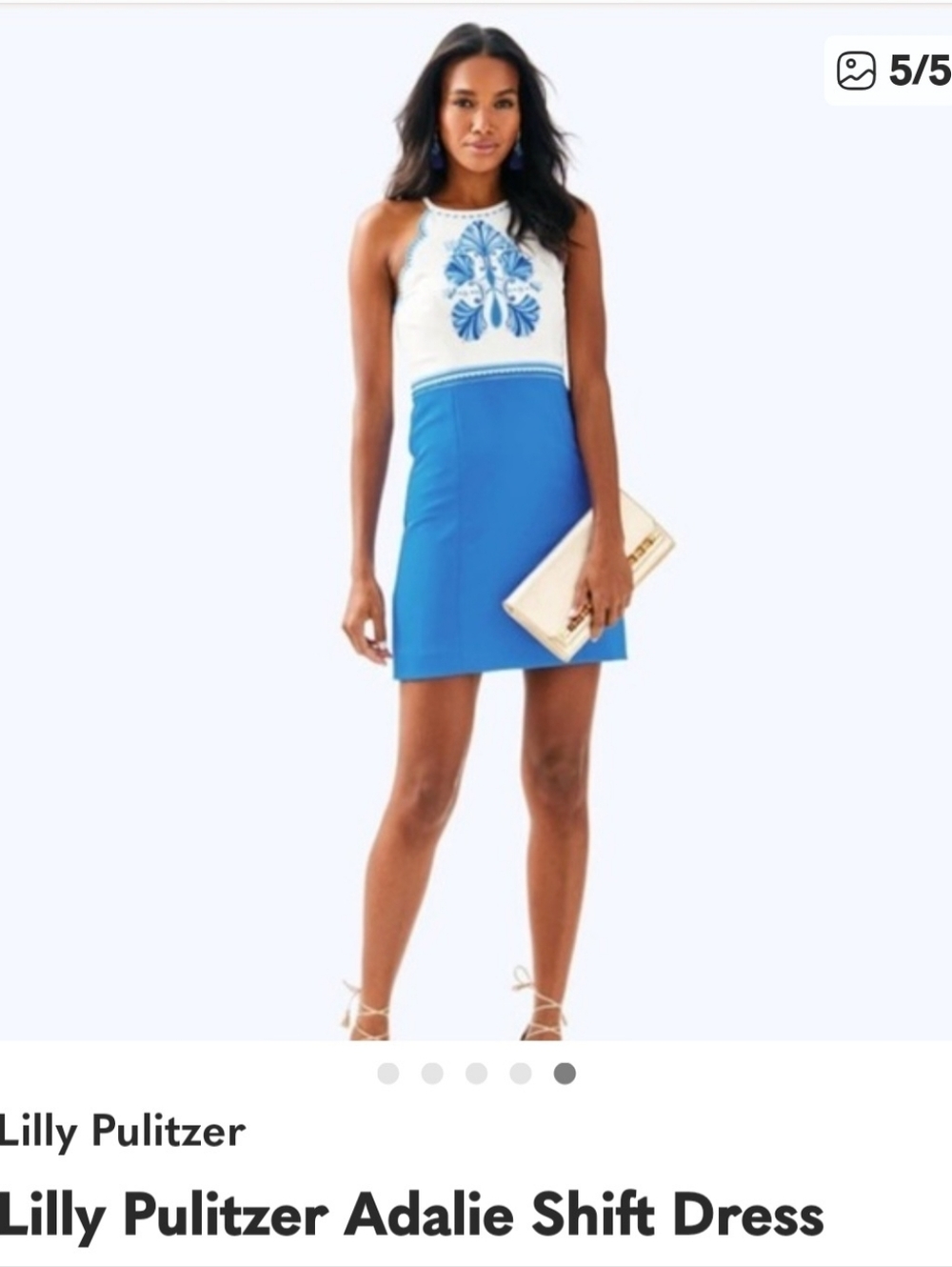 Lilly Pulitzer Blue and White Embroidered Sheath Dress